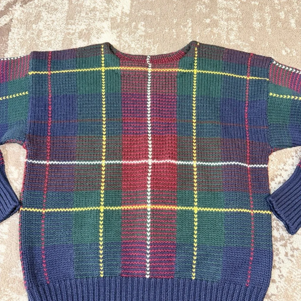 Vintage Polo Ralph Lauren‎ Heritage Wool Sweater Mens M Tartan Plaid Knit Dad